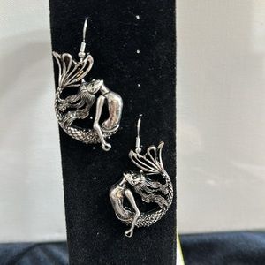 Mermaid dangle earrings metal, perfect Valentine gift 🎁